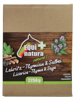 EQUINATURA, Smakołyki naturalne LUKRECJA/TYMIANEK/SZAŁWIA, opakowanie: karton, 2250 g 24h